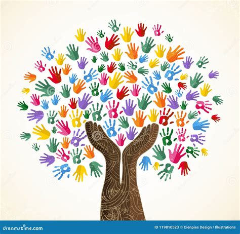 Human Hand Tree for Culture Diversity Concept Stock Vector ...