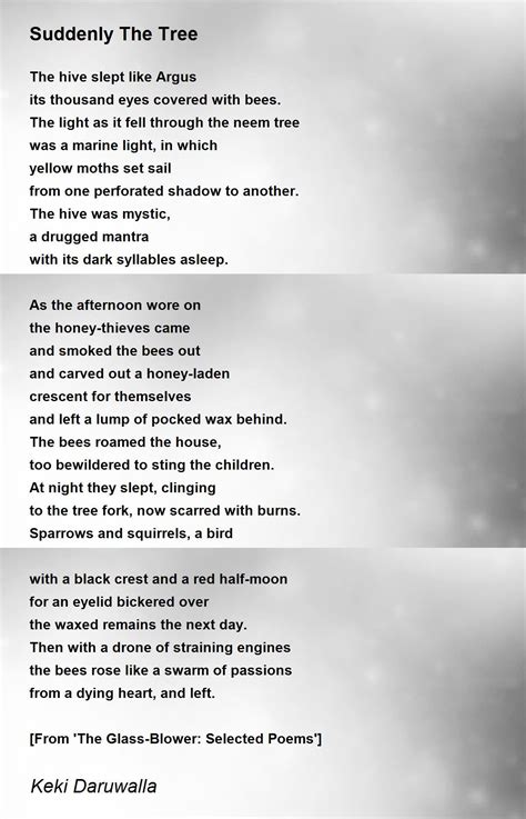 Suddenly The Tree Poem by Keki Daruwalla - Poem Hunter