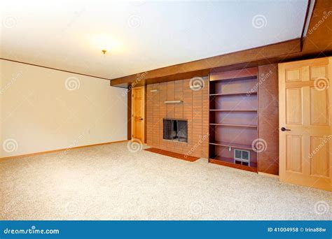 Empty room with fireplace stock photo. Image of brick - 41004958