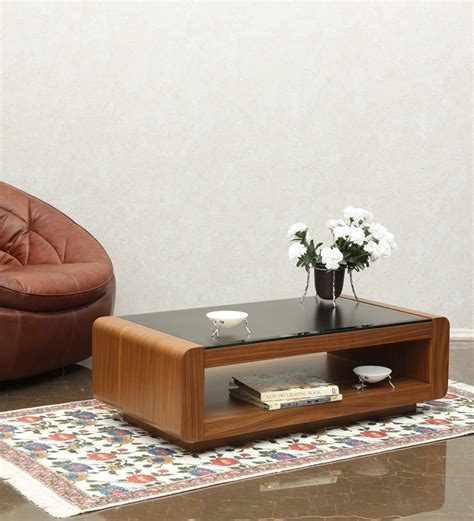 Buy Manhattan Center Table in Natural Finish with Glass Top by INDOORS Online - Contemporary ...