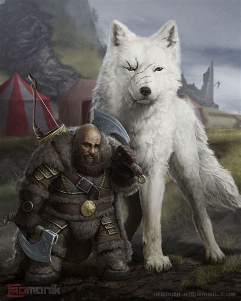 [ART] Dwarf Ranger and Dire Wolf Character Art : r/DnD