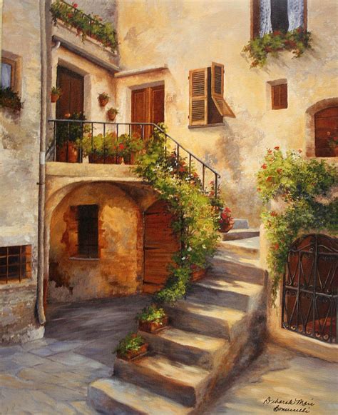 Tuscan Courtyard Painting by Deborah Bonuccelli