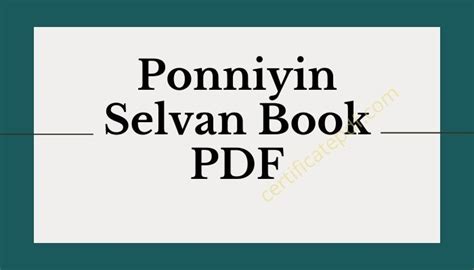 Ponniyin Selvan Book PDF Download