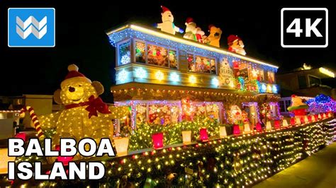 [4K] 🎄 Balboa Island Christmas Lights Decorations in Newport Beach ...