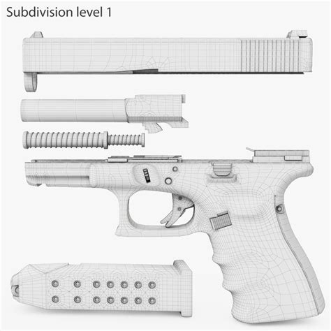 3d model gun glock 19 gen4