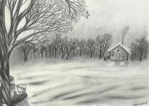 Snowy Landscape Drawing at PaintingValley.com | Explore collection of Snowy Landscape Drawing