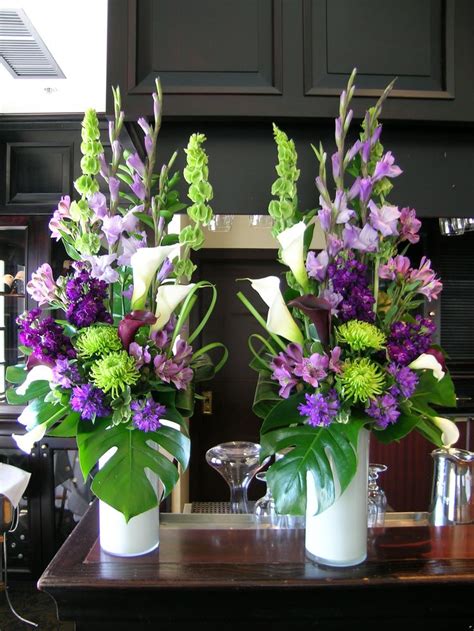 Purple and green wedding flowers at Capilano Golf Club | Purple flower arrangements, Large ...