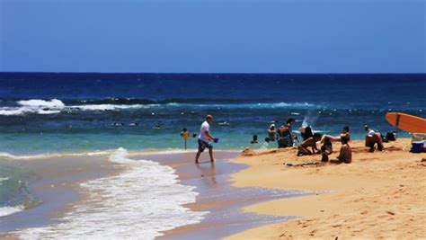 Hawaii - Circa 2009: A Hawaiian Beach In 2009. People Relaxing And ...