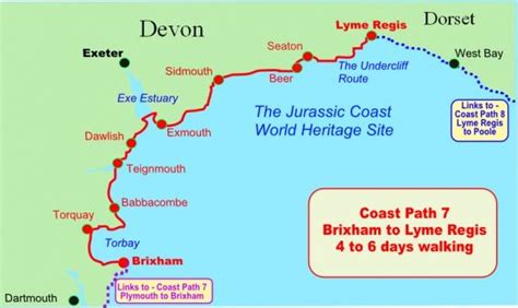 Jurassic Coast, England | Devon Walking Map of the South West Coast Path and Jurassic Coast UK ...