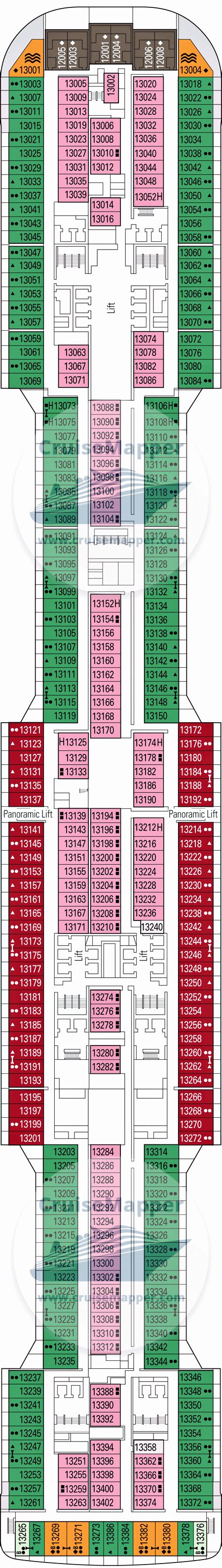 MSC Virtuosa deck 13 plan | CruiseMapper