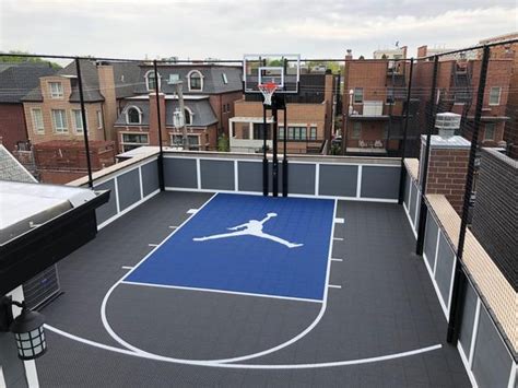 3rd story rooftop graphite & blue | Home basketball court, Outdoor basketball court, Basketball ...