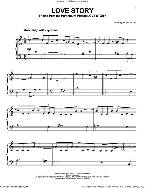 Love Story, (easy) sheet music for piano solo (PDF-interactive) | Piano ...