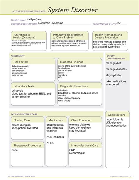 Nephrotic Syndrome - template - ACTIVE LEARNING TEMPLATES THERAPEUTIC PROCEDURE A System ...