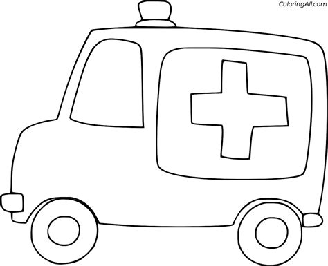 Simple Ambulance Drawing Coloring Page - ColoringAll