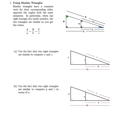 SOLVED: Using Similar Triangles Similar triangles have common ratio for their corresponding ...