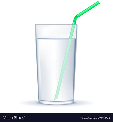 Glass of water with drinking straw Royalty Free Vector Image