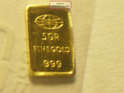 5 Grain 24k 999. Pure Fine Gold Bullions Bar Goldbarren Very Rare