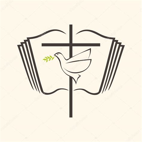 Open Bible, dove, cross, holy spirit, Bible, pages ⬇ Vector Image by © biblebox | Vector Stock ...