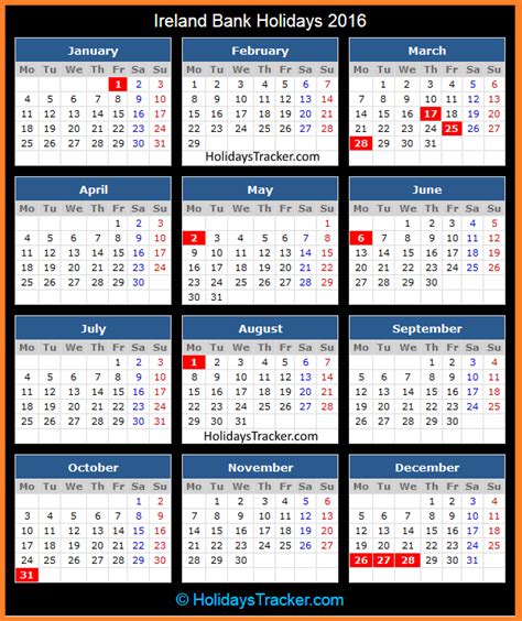Ireland Bank Holidays 2016 – Holidays Tracker