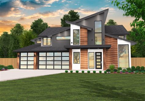 Modern 7 House Plan | Shed Roof Rustic Modern 2 Suite Home Design MM-2659