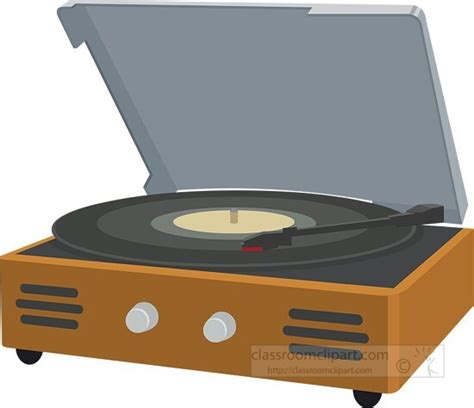 Musical Instruments Clipart-vintage record player with vinyl record clipart