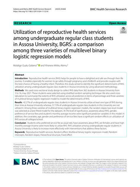 (PDF) Utilization of reproductive health services among undergraduate regular class students in ...