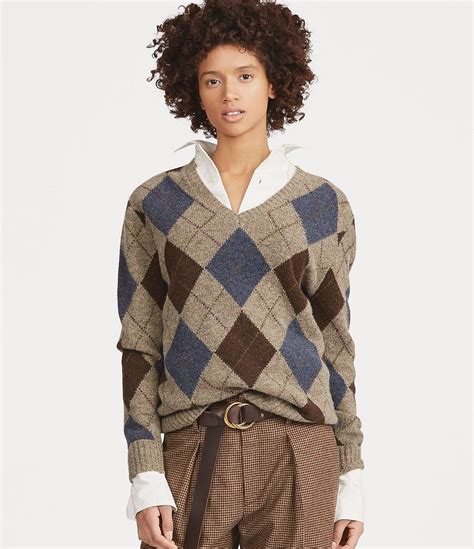 Polo Ralph Lauren V-neck Argyle Sweater in Gray - Lyst