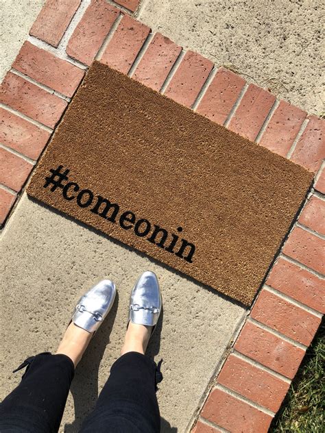 Hashtag #comeonin Funny Welcome Mat – Nickel Designs Custom Doormats