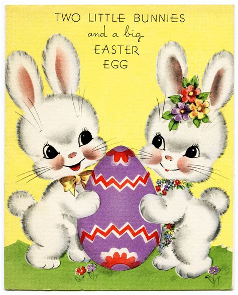 Free Vintage Image ~ Two Little Bunnies Easter Card | Old Design Shop ...