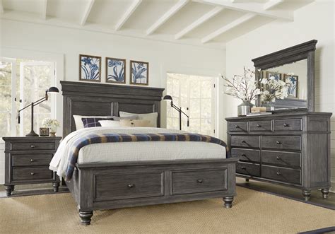 Lake Town Gray 5 Pc Queen Panel Bedroom with Storage .1355.0. 5Pc Set ...