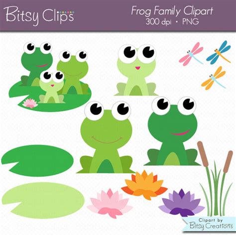 Frog Family Digital Art Set Clipart Commercial Use Clip Art INSTANT ...