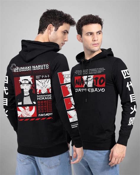 Buy Men's Black Naruto Printed Anime Hoodie Online at Bewakoof