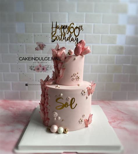 Two-tier Butterfly Light Pink Cake - CakeIndulge PH