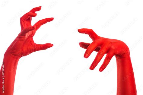 red hands on a white background Stock Photo | Adobe Stock