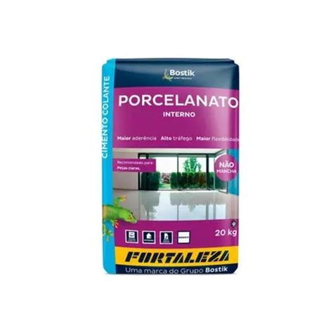 Argamassa Porcelanato Colante Interno Branco 20kg - Fortaleza - revest