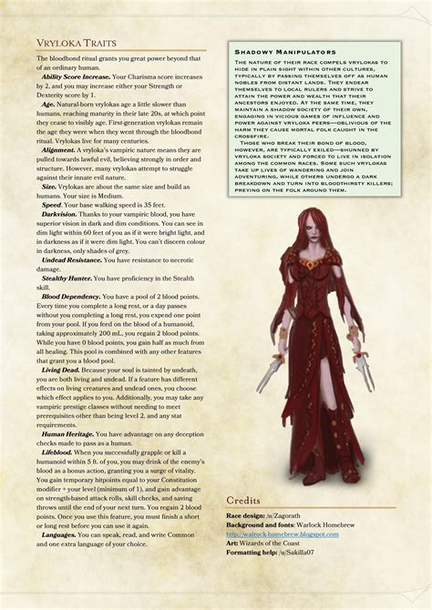 Vryloka Homebrew Race v5 FINAL - Imgur | Dnd 5e homebrew, Dungeons and dragons homebrew, Dnd