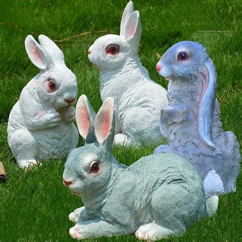 Lovely Easter Bunny Statues Resin Rabbit Ornaments for Home Desk Garden ...