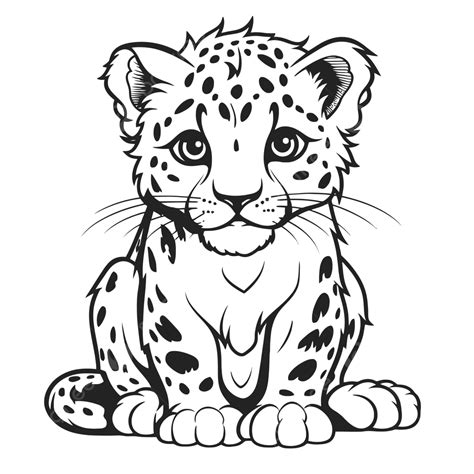 An Illustration Of A Baby Leopard Coloring Page Outline Sketch Drawing ...