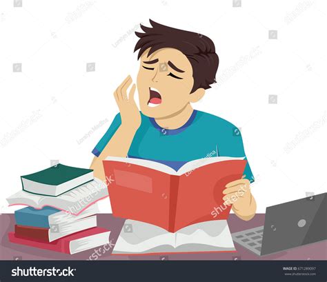 Illustration Featuring Sleepy Teenage Guy Yawning Stock Vector (Royalty ...