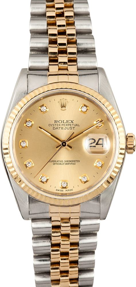 Rolex Diamond Dial Datejust 16233 Save at Bob's Watches