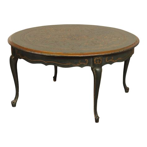 Italian Florentine Style Vintage Painted Round Coffee Table | Chairish