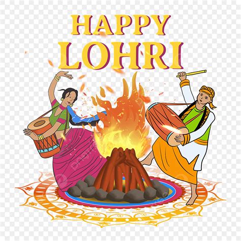 Lohri Celebration Clipart Black