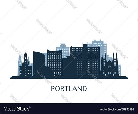 Portland maine skyline monochrome silhouette Vector Image