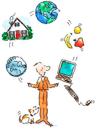 Stock Illustration - Man Juggling Life