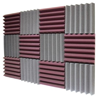 ATS Wedge Foam Acoustic Panels (Charcoal/Burgundy) - 12x12x2 (12PK)