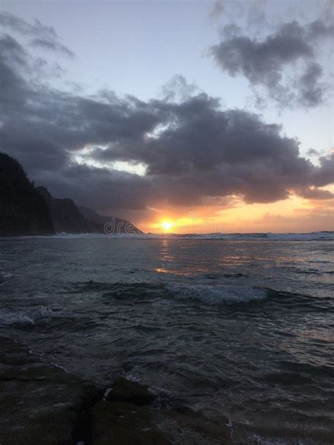 Na Pali Coast Cliffs during Sunset on Kauai Island, Hawaii. Stock Image ...