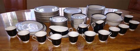 Vintage NORITAKE china IVORY & EBONY 7274 pattern 92 piece set ...