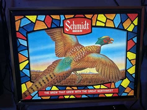 Schmidt beer Lighted pheasant beer sign 20“ x - Legacy Auction Company