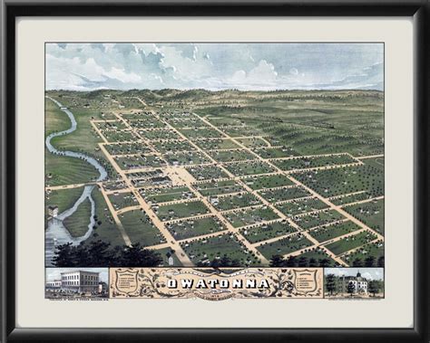 Owatonna MN 1870 Restored Map | Vintage City Maps