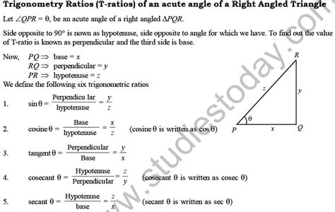 CBSE Class 10 Trigonometry Printable Worksheet Set A